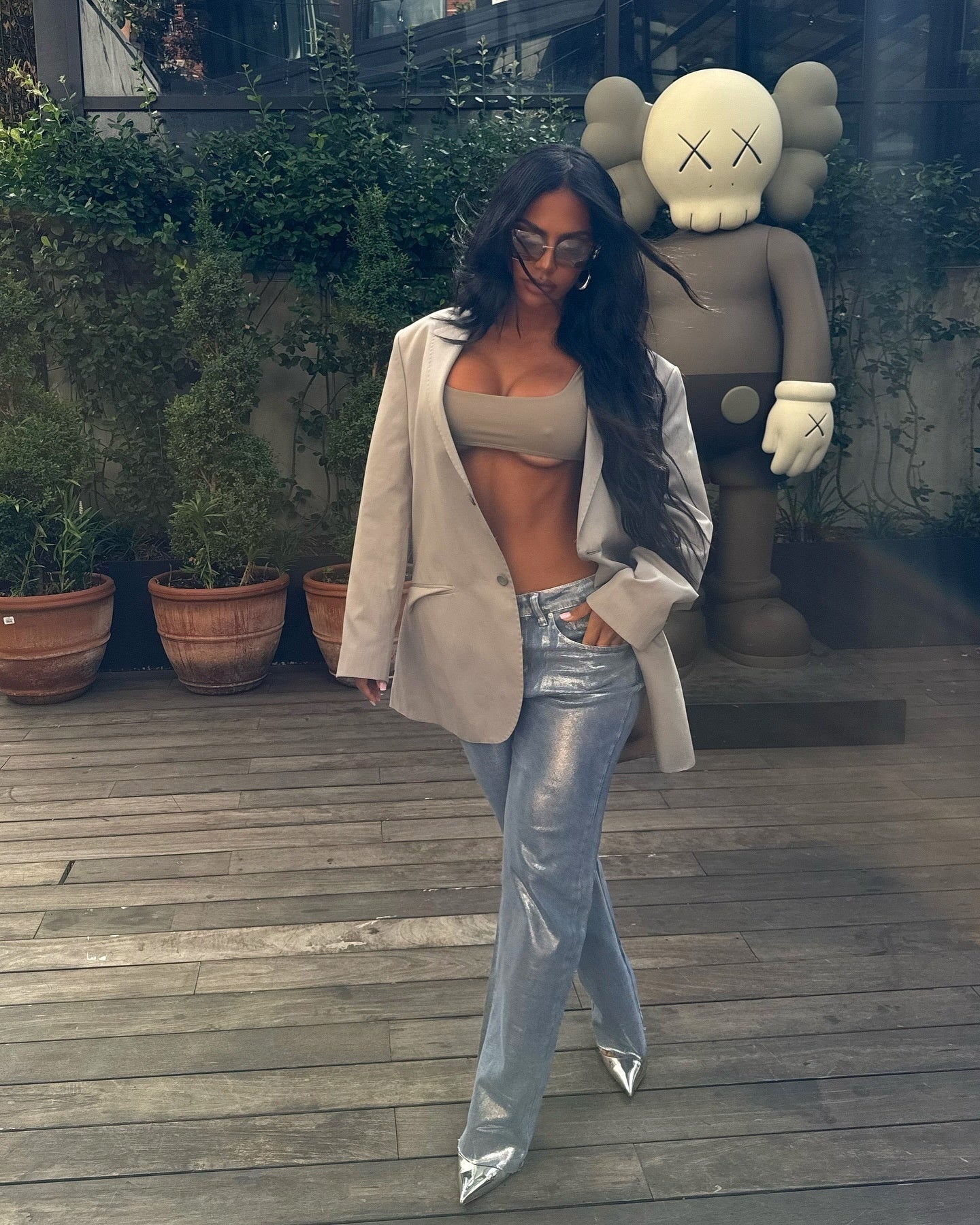 European And American Fashion Retro Hot Silver Loose Jeans - Bellarte Enchanté European And American Fashion Retro Hot Silver Loose Jeans